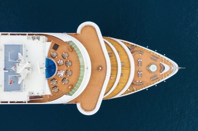 Air view of the cruise liner from the air